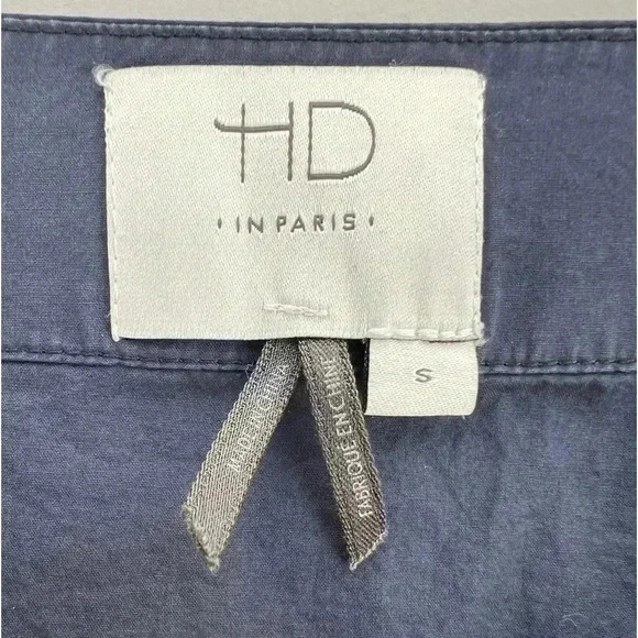 Anthropologie HD In Paris Lace Up Navy Blue Blouse Size Small - Picture 3 of 9